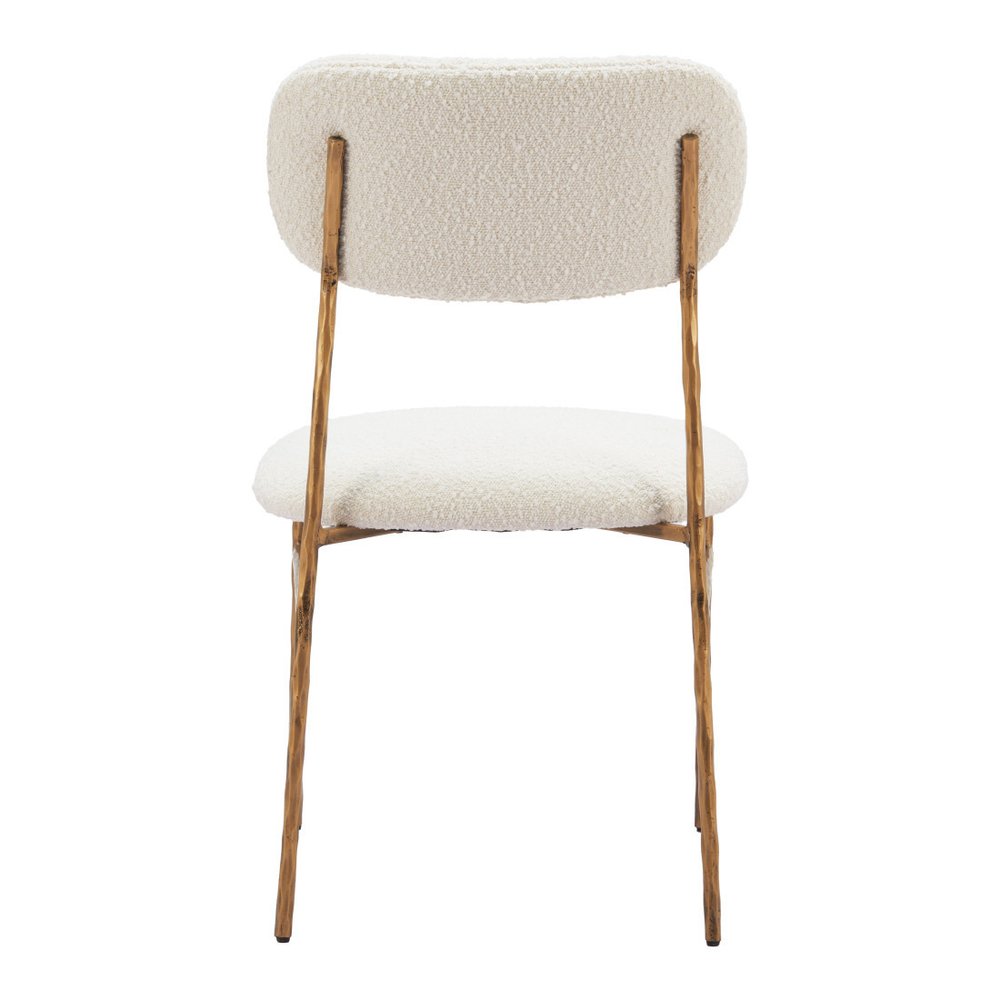 Cream And Gold Upholstery And Steel Open Back Dining Side Chair — view 5