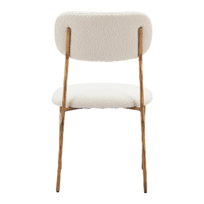 Cream And Gold Upholstery And Steel Open Back Dining Side Chair HomeRoots
