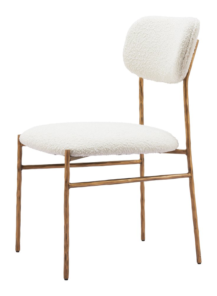 Cream And Gold Upholstery And Steel Open Back Dining Side Chair HomeRoots