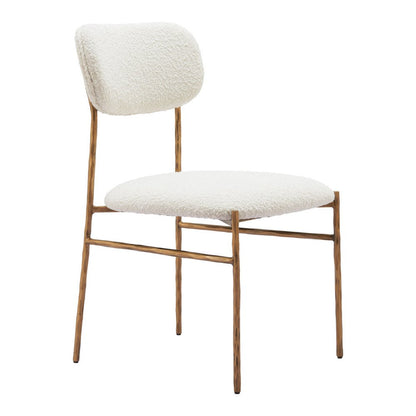 Cream And Gold Upholstery And Steel Open Back Dining Side Chair HomeRoots