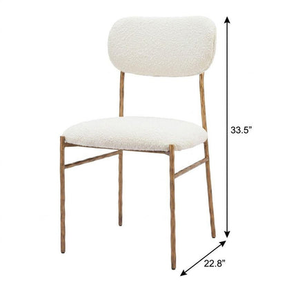 Cream And Gold Upholstery And Steel Open Back Dining Side Chair HomeRoots