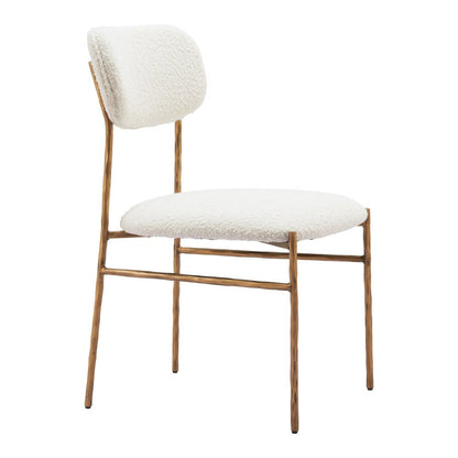 Cream And Gold Upholstery And Steel Open Back Dining Side Chair HomeRoots