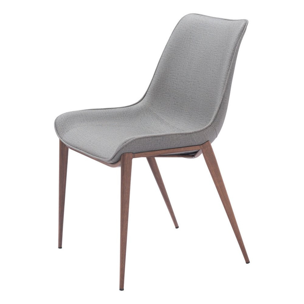 Set of Two Gray and Brown Faux Leather Dining Side Chairs HomeRoots