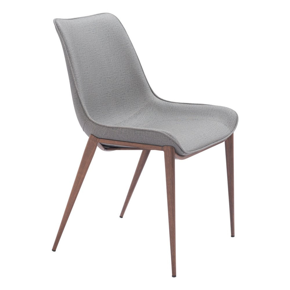 Set of Two Gray and Brown Faux Leather Dining Side Chairs HomeRoots