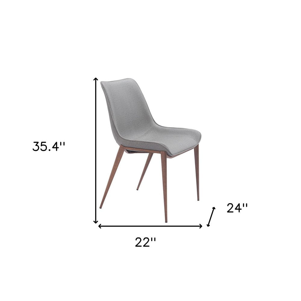 Set of Two Gray and Brown Faux Leather Dining Side Chairs HomeRoots
