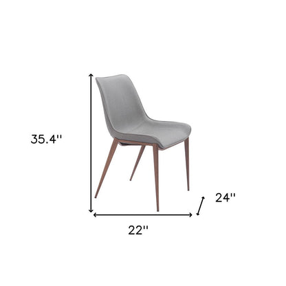 Set of Two Gray and Brown Faux Leather Dining Side Chairs HomeRoots