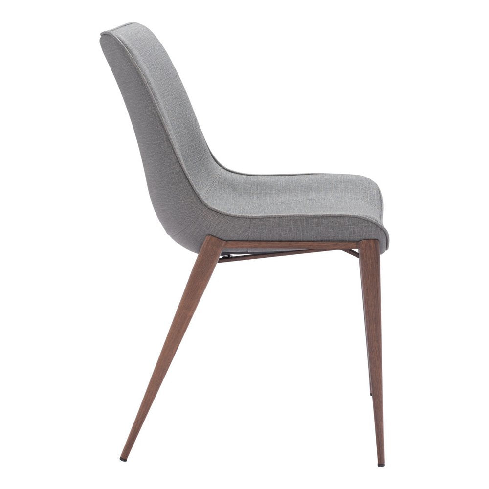 Set of Two Gray and Brown Faux Leather Dining Side Chairs HomeRoots