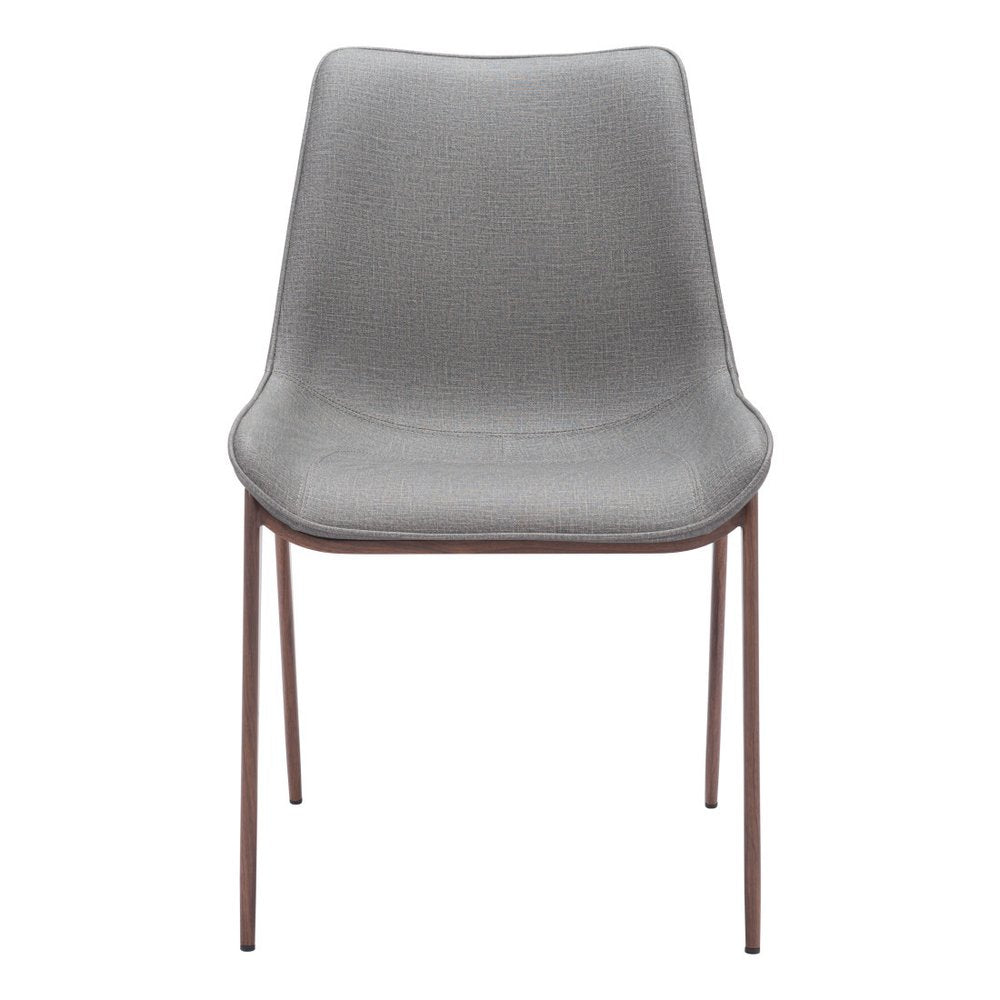 Set of Two Gray and Brown Faux Leather Dining Side Chairs HomeRoots