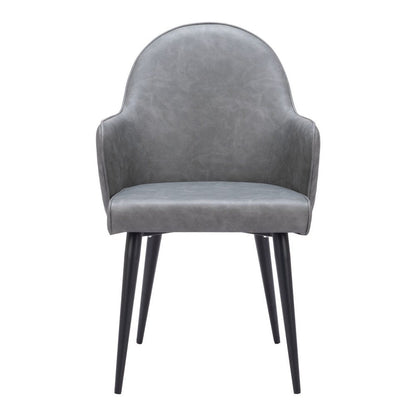 Gray And Black Faux Leather And Steel Dining Arm Chair HomeRoots