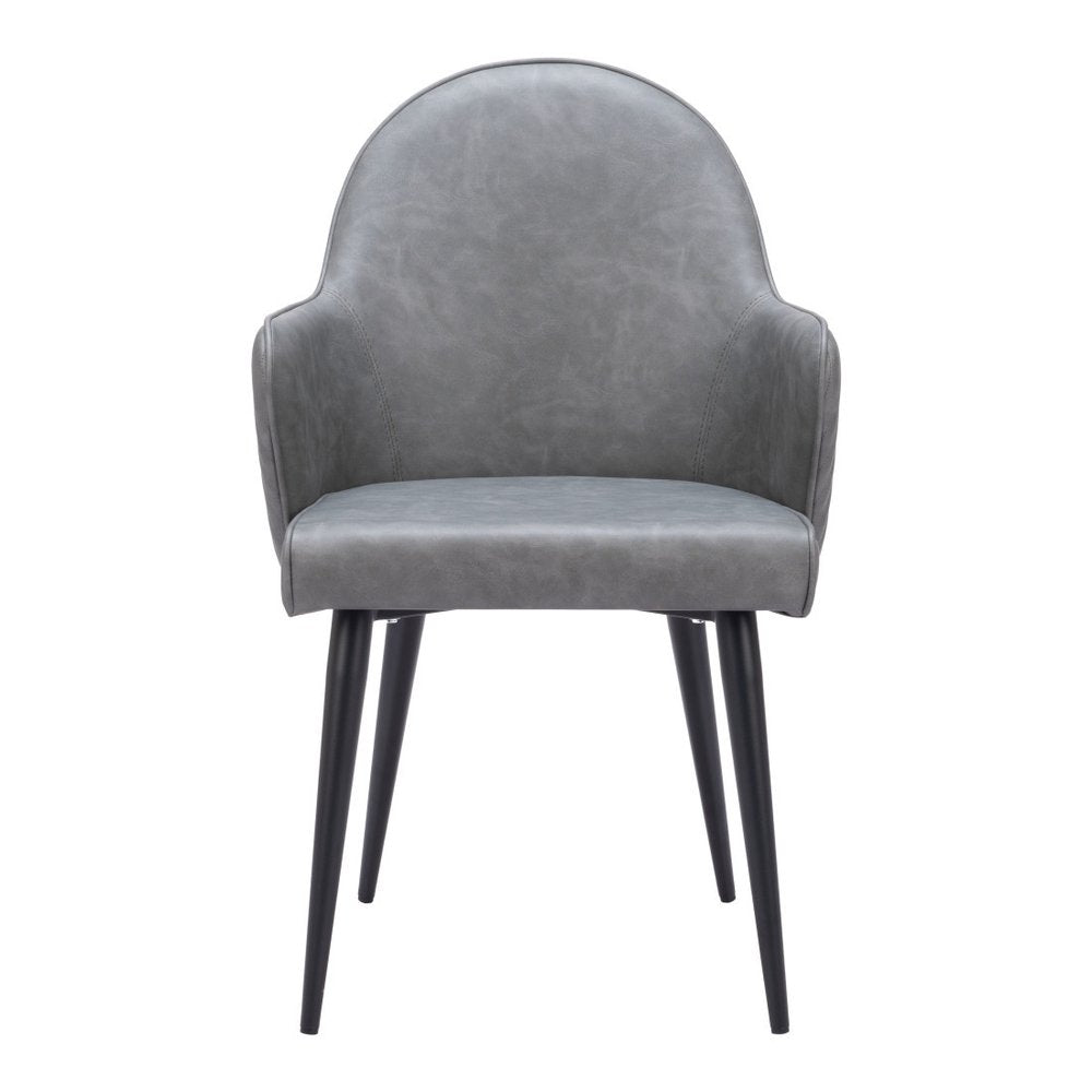 Gray and Black Faux Leather Dining Arm Chair HomeRoots