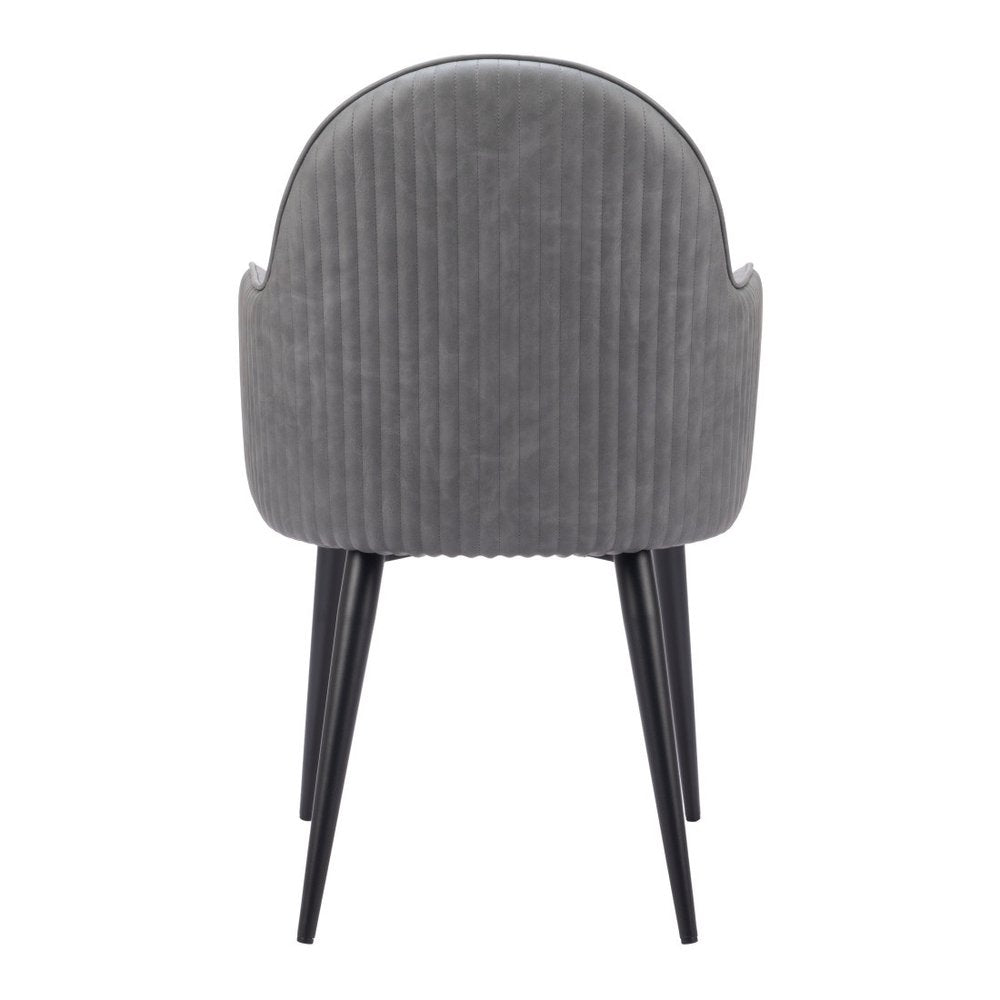 Gray and Black Faux Leather Dining Arm Chair HomeRoots