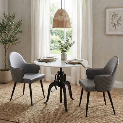 Gray and Black Faux Leather Dining Arm Chair HomeRoots