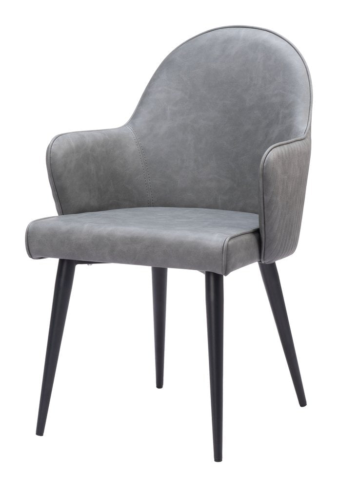Gray and Black Faux Leather Dining Arm Chair HomeRoots