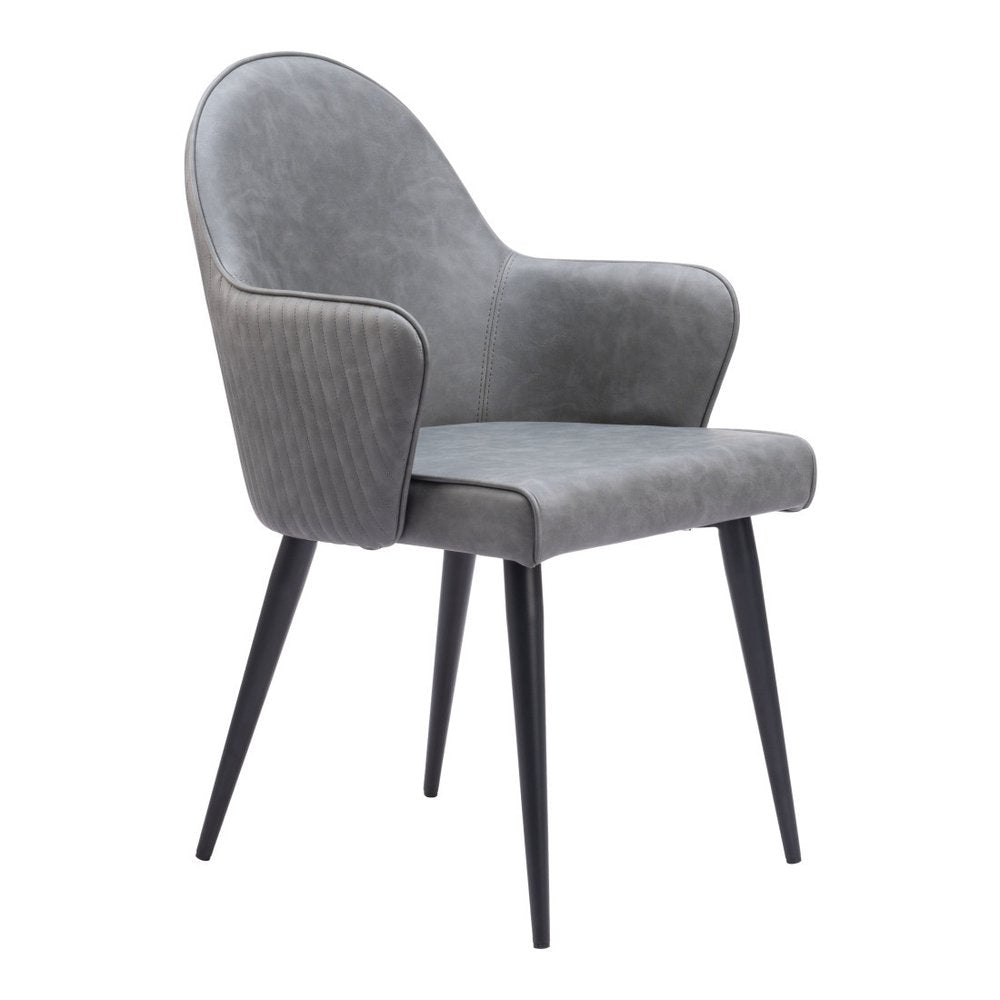 Gray and Black Faux Leather Dining Arm Chair HomeRoots