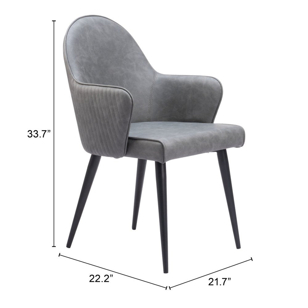 Gray and Black Faux Leather Dining Arm Chair HomeRoots