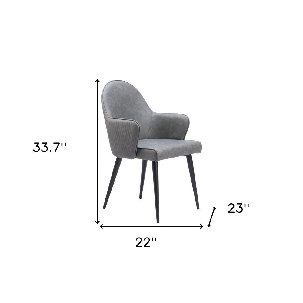 Gray and Black Faux Leather Dining Arm Chair HomeRoots