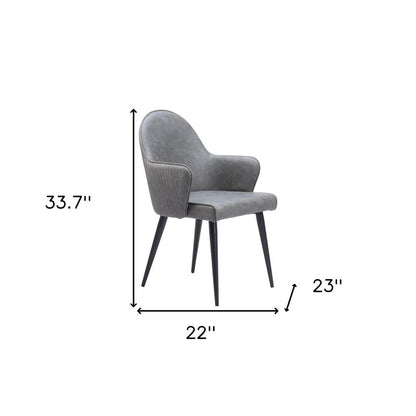 Gray and Black Faux Leather Dining Arm Chair HomeRoots