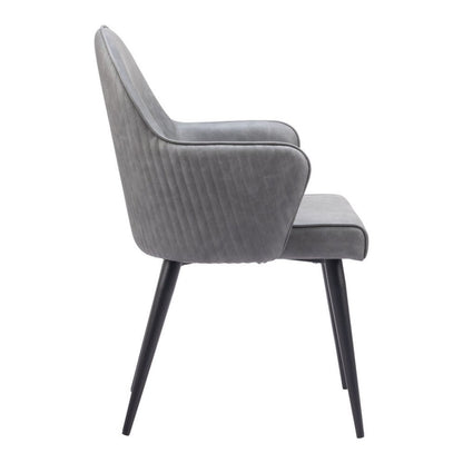 Gray and Black Faux Leather Dining Arm Chair HomeRoots
