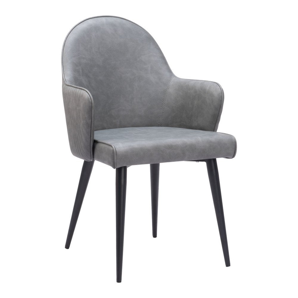 Gray and Black Faux Leather Dining Arm Chair HomeRoots