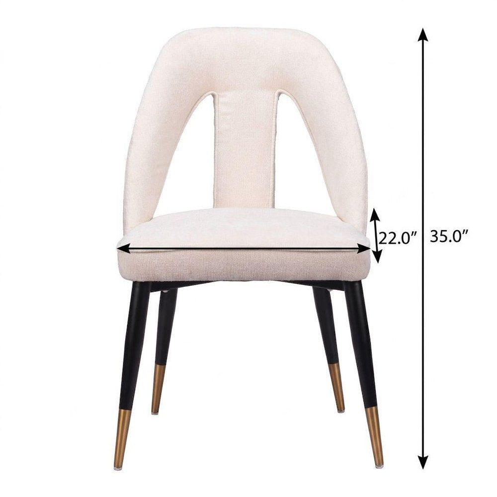 Ivory Black And Gold Faux Shearling And Wood And Steel Open Back Dining Side Chair — view 11