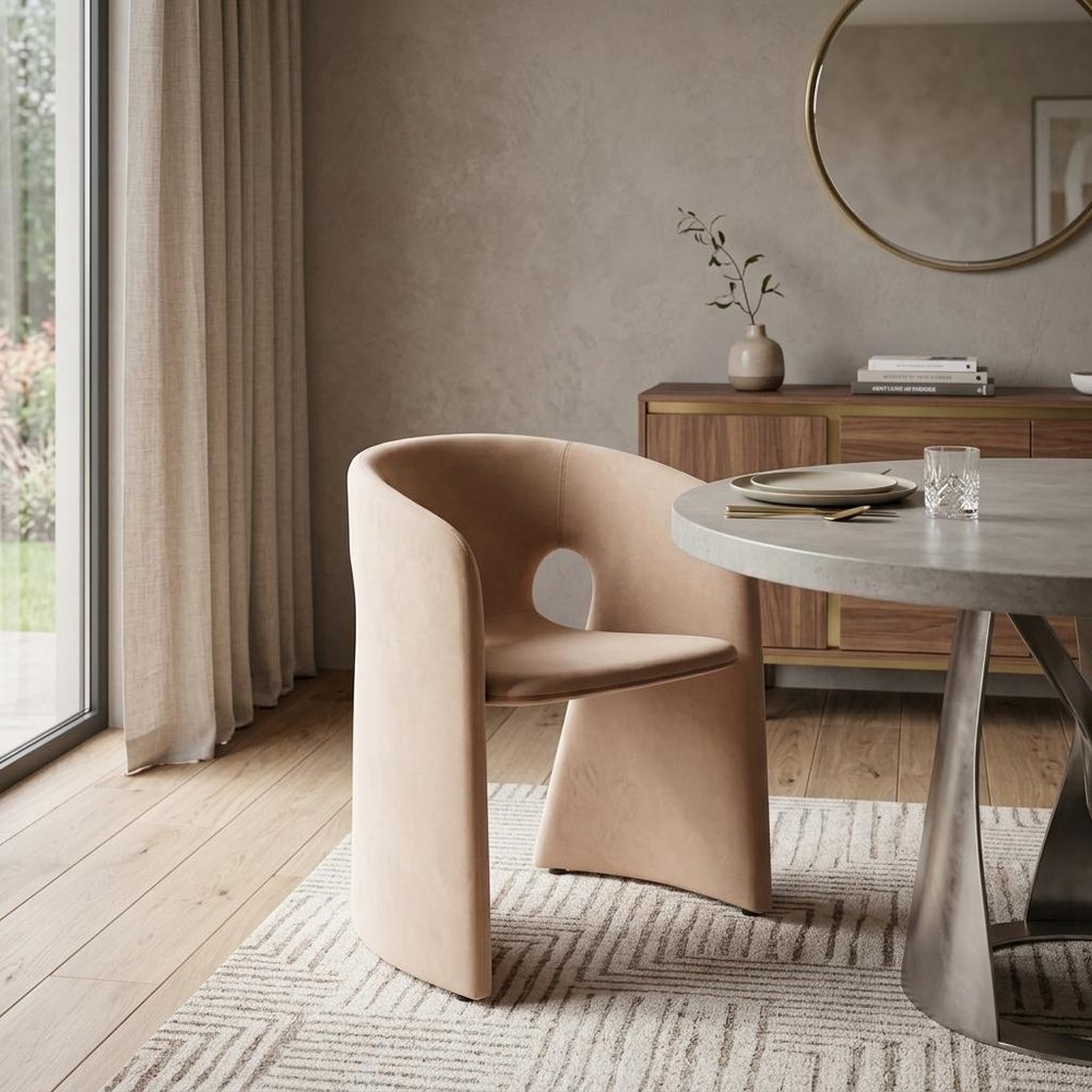 Slate Gray Fabric And Steel Partially Open Back Dining Arm Chair — view 9