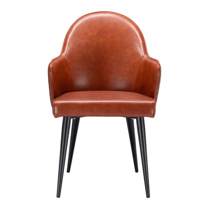 Brown and Black Faux Leather Dining Arm Chair HomeRoots