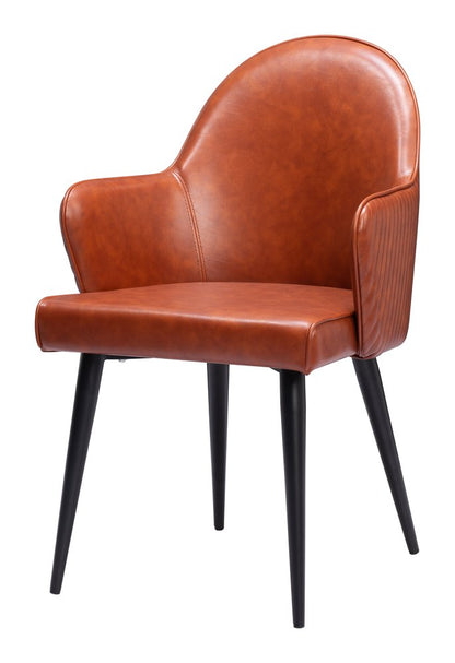 Brown and Black Faux Leather Dining Arm Chair HomeRoots