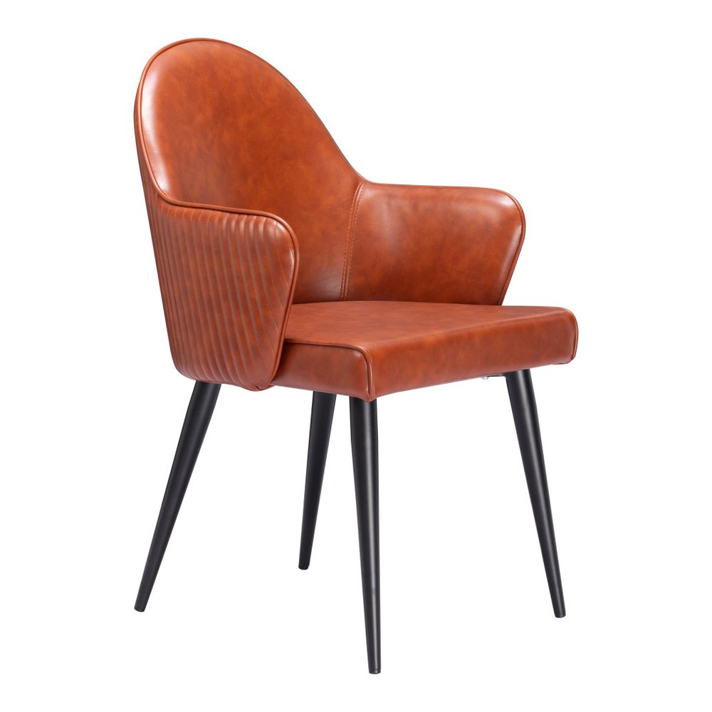 Brown and Black Faux Leather Dining Arm Chair HomeRoots