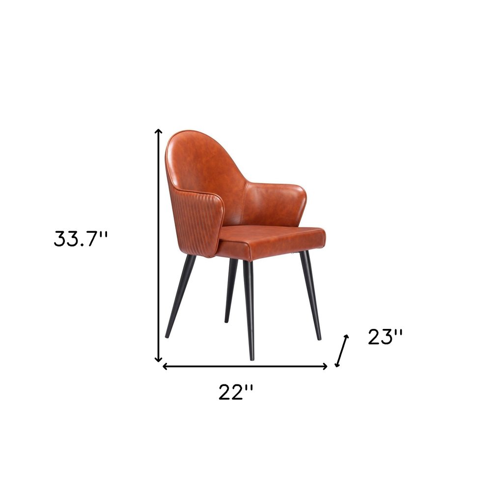 Brown and Black Faux Leather Dining Arm Chair HomeRoots