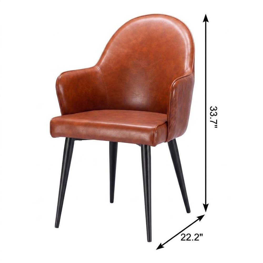 Gray And Black Faux Leather And Steel Dining Arm Chair — view 21