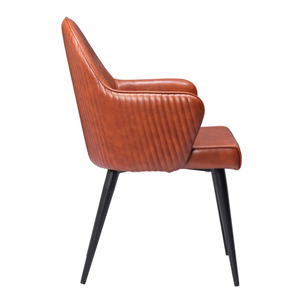 Brown and Black Faux Leather Dining Arm Chair HomeRoots