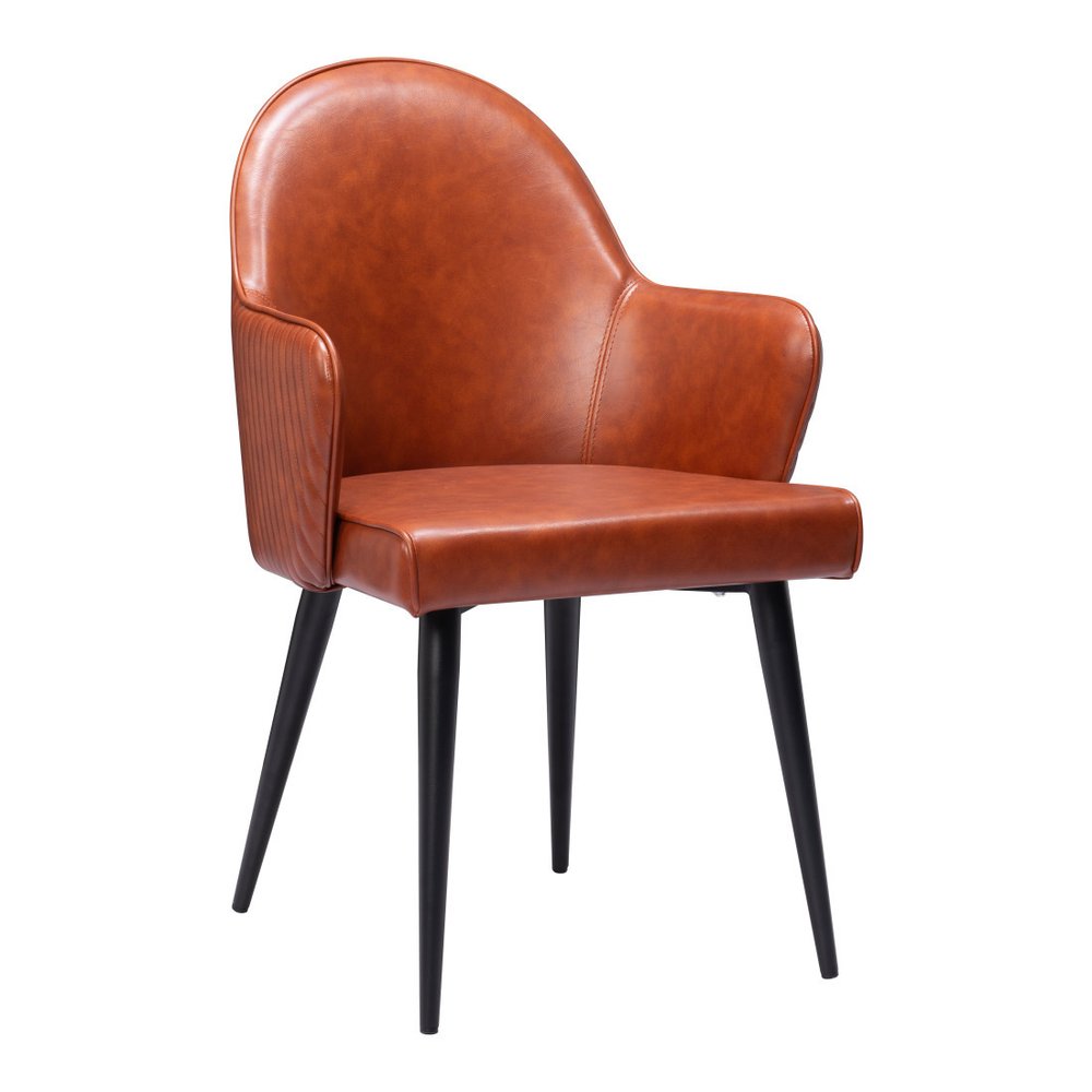 Brown and Black Faux Leather Dining Arm Chair HomeRoots