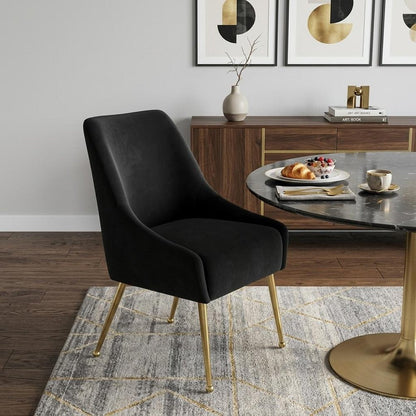 Black And Gold Velvet And Steel Dining Arm Chair HomeRoots