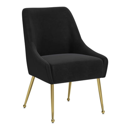 Black And Gold Velvet And Steel Dining Arm Chair HomeRoots