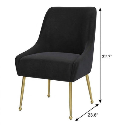 Black And Gold Velvet And Steel Dining Arm Chair HomeRoots