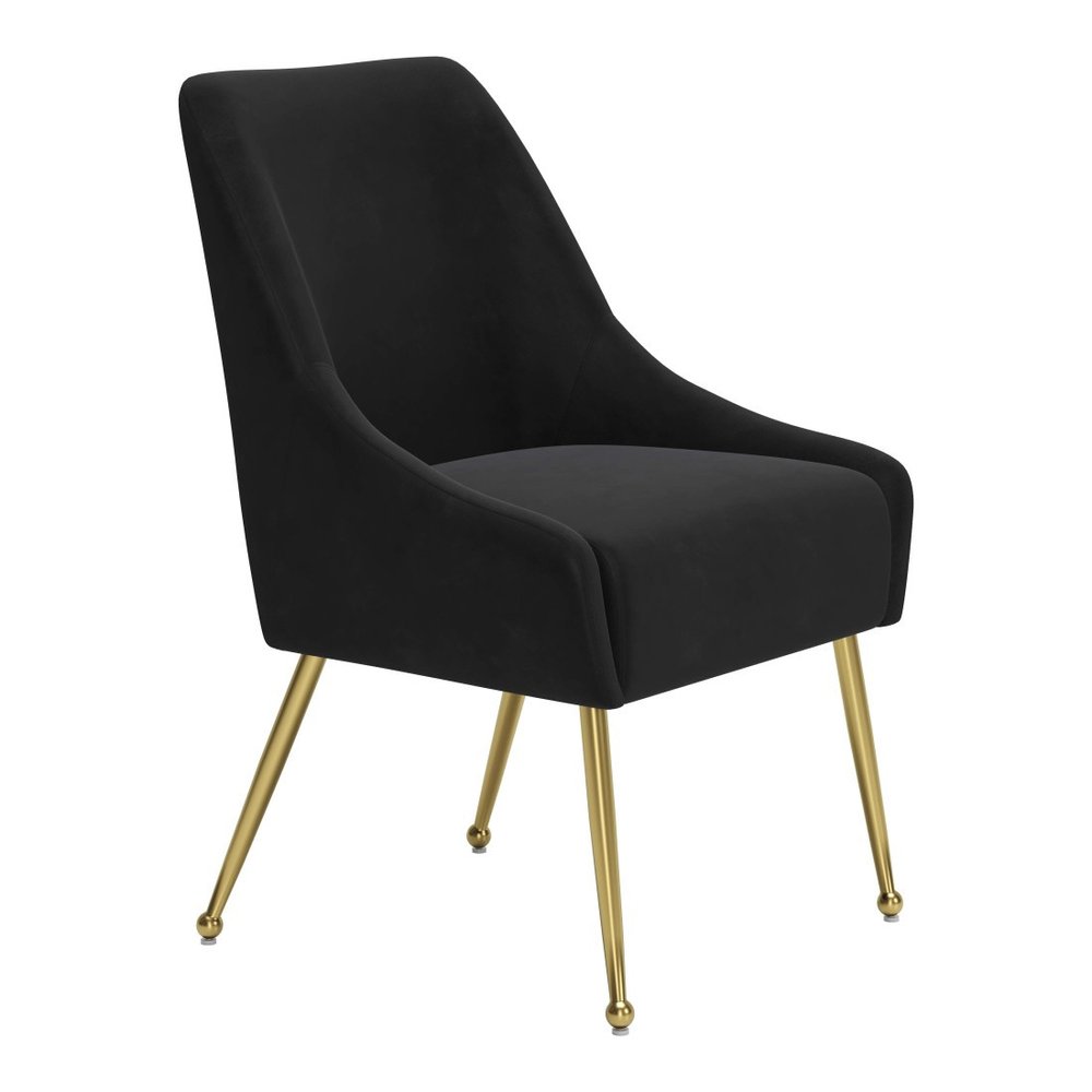 Black And Gold Velvet And Steel Dining Arm Chair HomeRoots