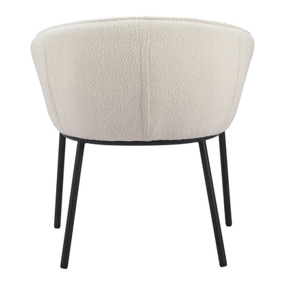Ivory And Black Faux Shearling And Wood And Steel Dining Arm Chair HomeRoots