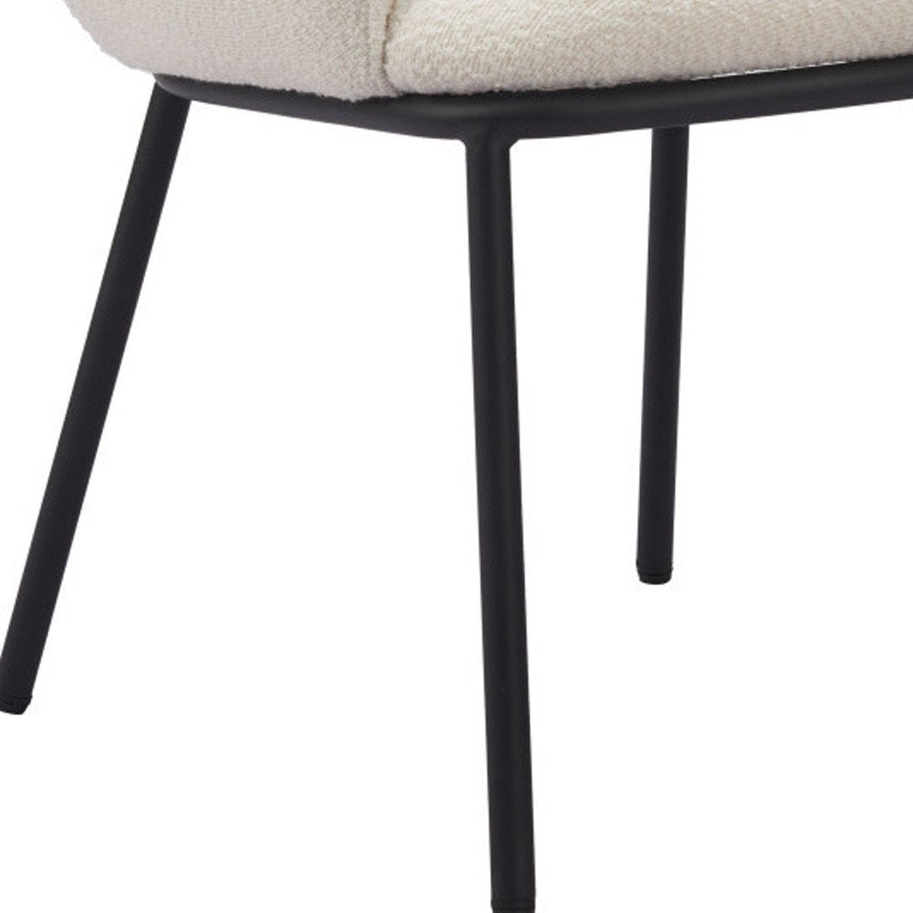 Ivory And Black Faux Shearling And Wood And Steel Dining Arm Chair — view 1