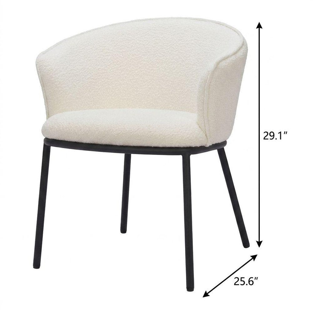 Ivory And Black Faux Shearling And Wood And Steel Dining Arm Chair — view 10
