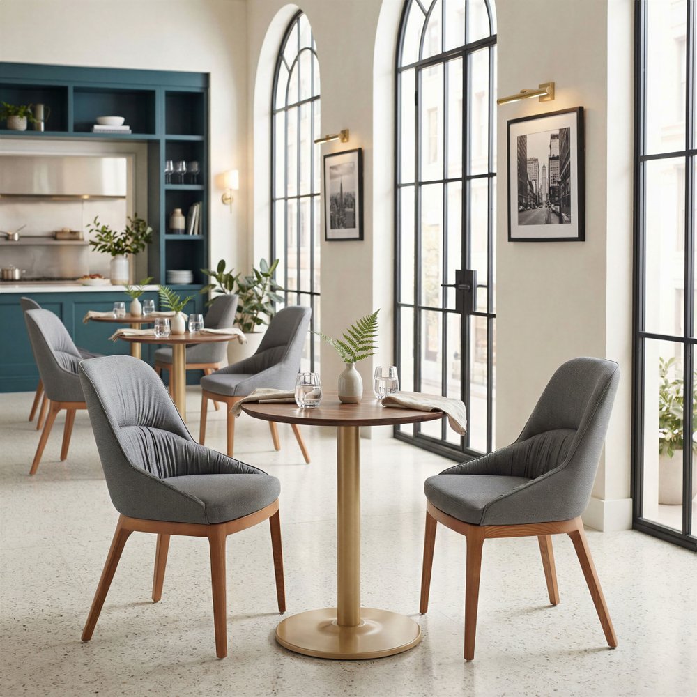 Set of Two Gray and Brown Faux Leather Dining Side Chairs HomeRoots
