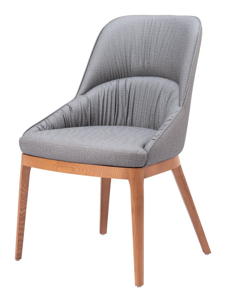 Set of Two Gray and Brown Faux Leather Dining Side Chairs HomeRoots