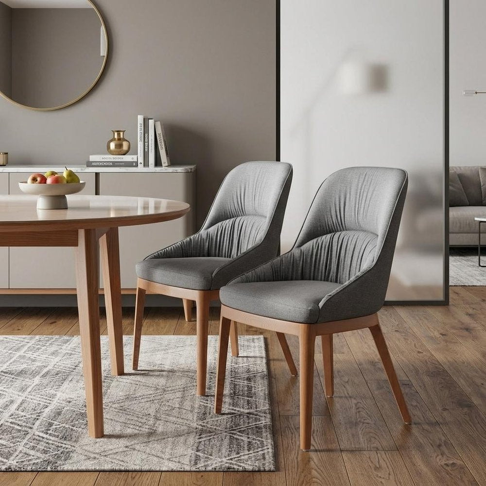 Set of Two Gray and Brown Faux Leather Dining Side Chairs HomeRoots
