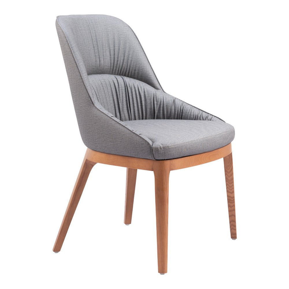 Set of Two Gray and Brown Faux Leather Dining Side Chairs HomeRoots
