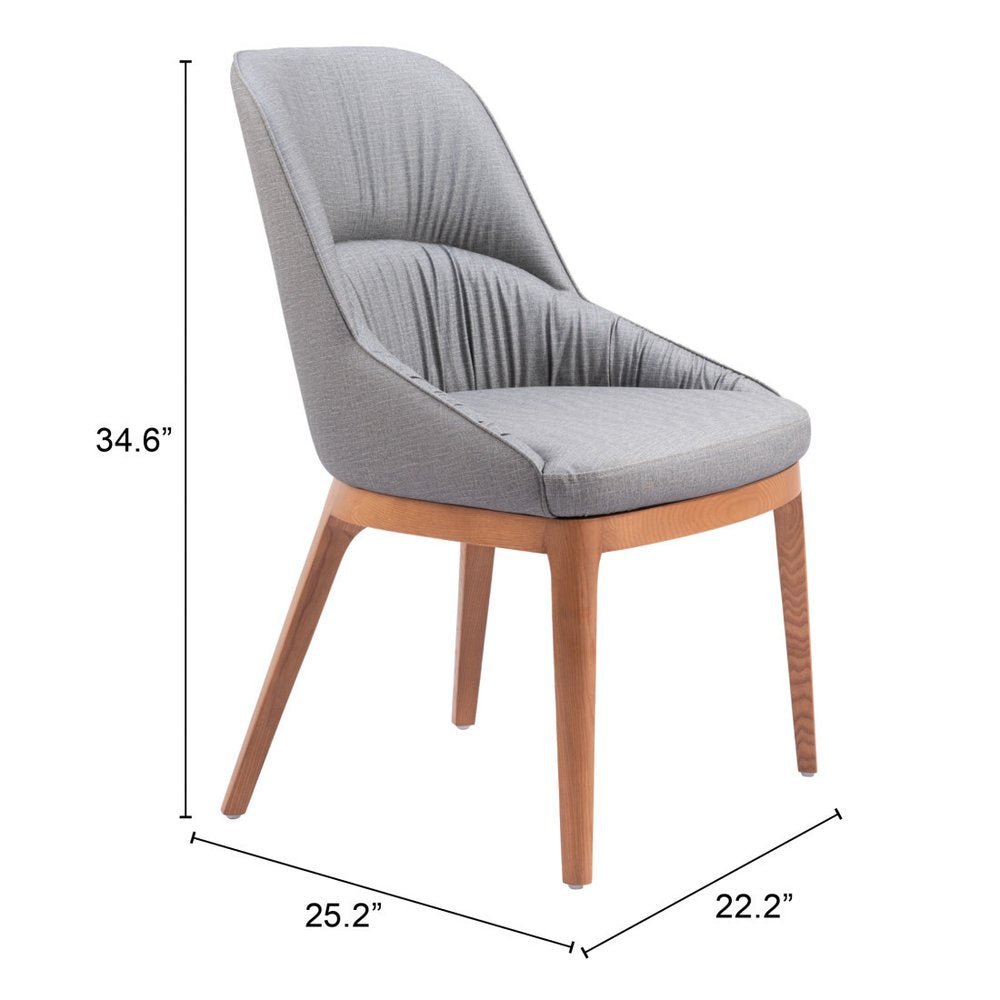 Set of Two Gray and Brown Faux Leather Dining Side Chairs HomeRoots
