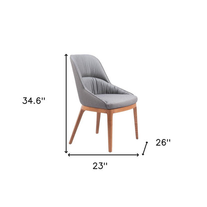 Set of Two Gray and Brown Faux Leather Dining Side Chairs HomeRoots