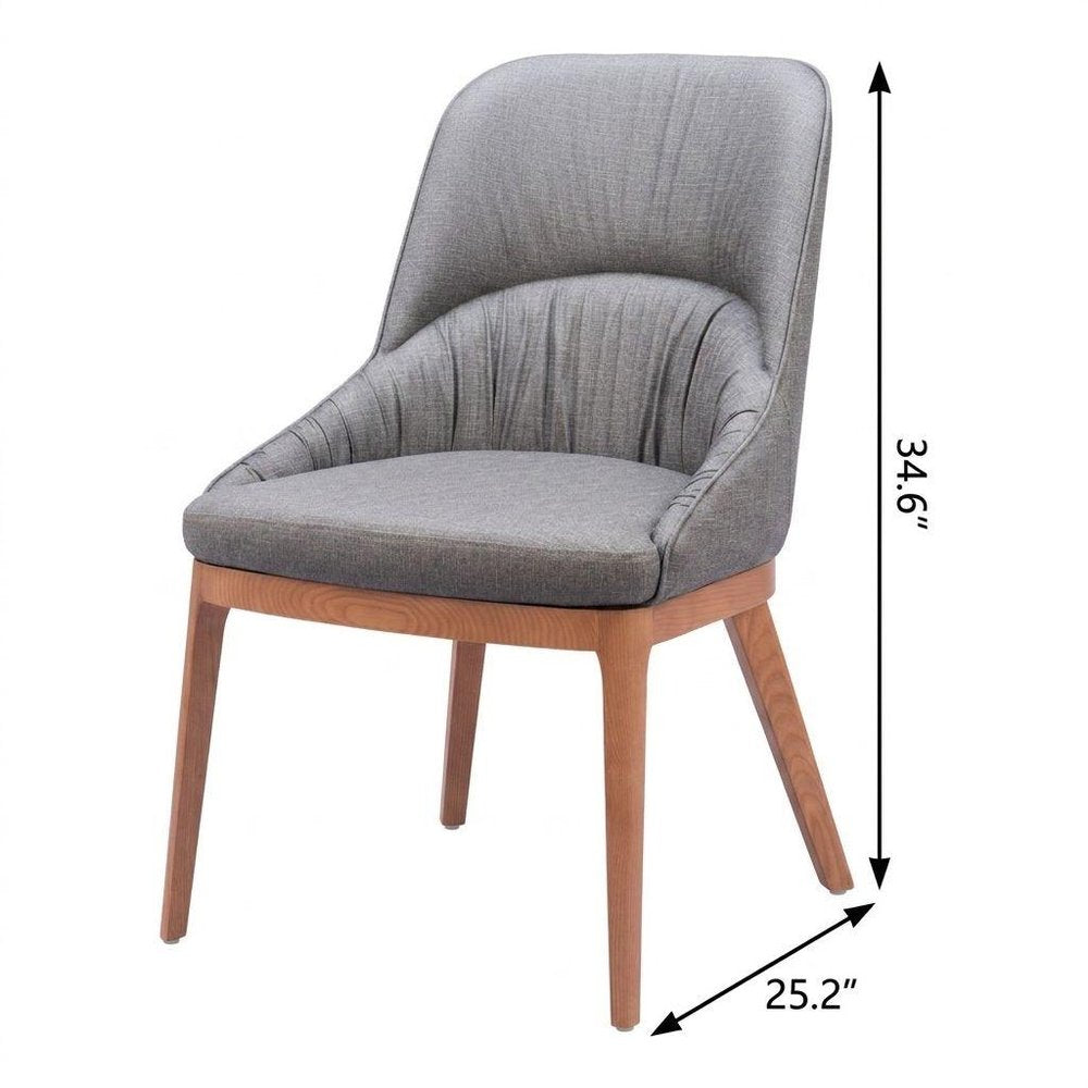 Set of Two Slate Gray And Natural Faux Leather And Steel Dining Side Chairs — view 10