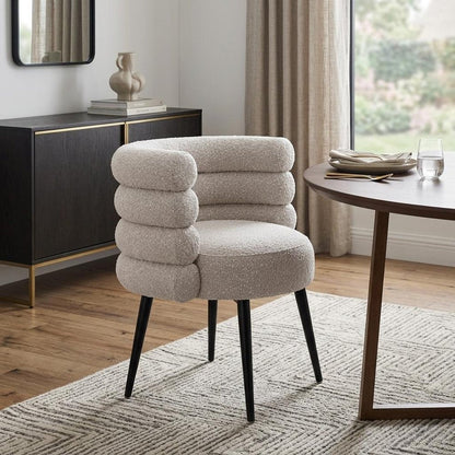 Gray And Black Faux Shearling And Wood And Steel Dining Arm Chair HomeRoots