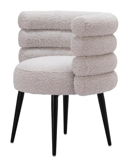 Gray And Black Faux Shearling And Wood And Steel Dining Arm Chair HomeRoots