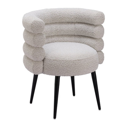 Gray And Black Faux Shearling And Wood And Steel Dining Arm Chair HomeRoots