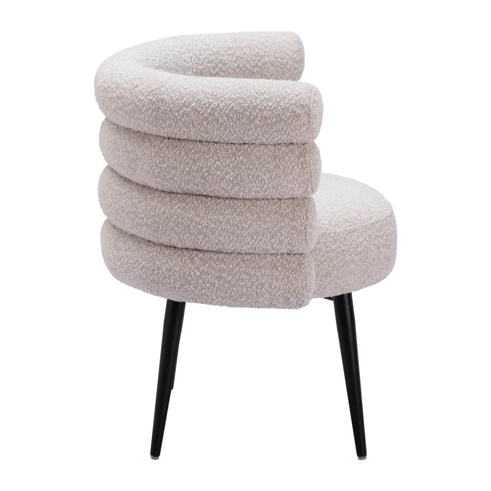 Gray And Black Faux Shearling And Wood And Steel Dining Arm Chair — view 6